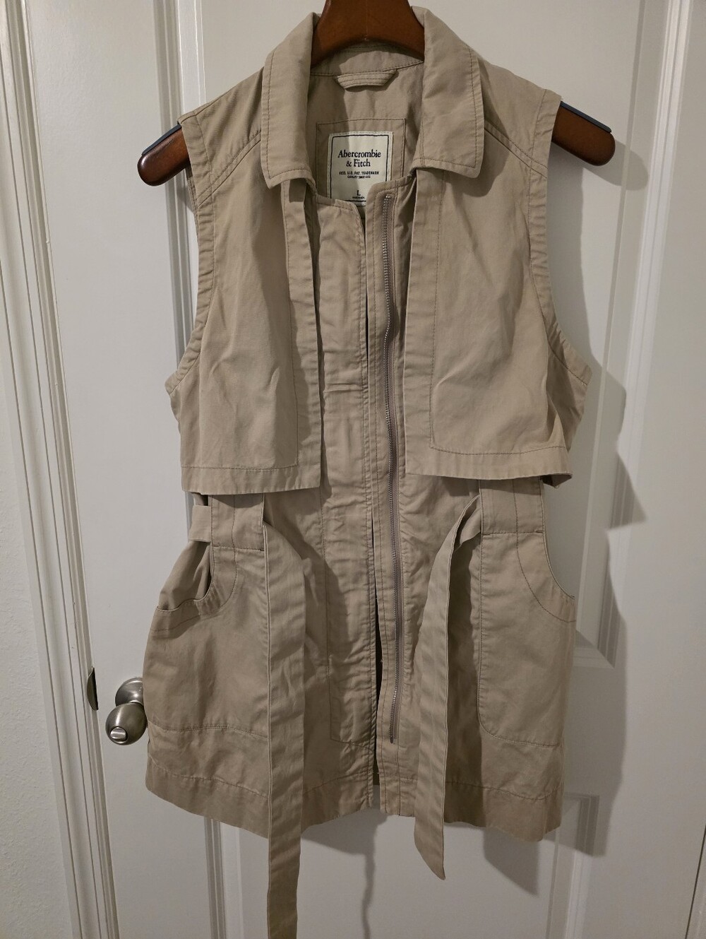 Abercrombie & Fitch Khaki Sleeveless Utility Mini Dress